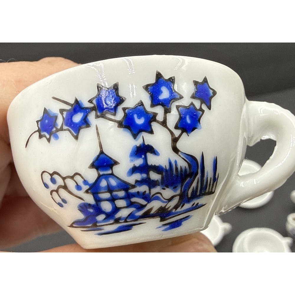 Vtg Japanese Tea Cup‎ Set Miniature with Handles Plates Sugar Made in Japan